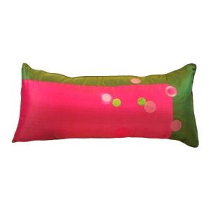 Joy Oy Decorative Pillow (22x10) Green/Pink w/Dots