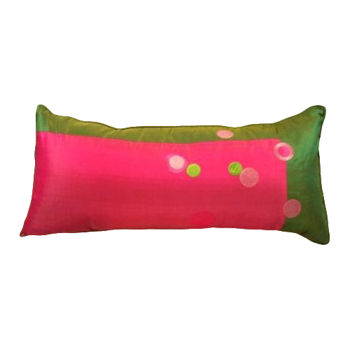 Joy Oy Decorative Pillow (22x10) Green/Pink w/Dots