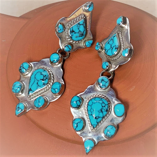 Zuni Turquoise and Silver Earrings NA