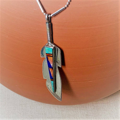 Zuni Silver Feather Necklace NA