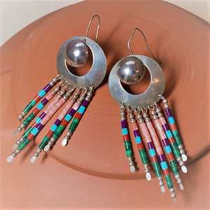 Multi Color Zuni Silver Earrings NA