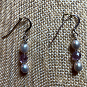 Sterling Silver Earrings w/Amethyst and Pearl CGC Collection