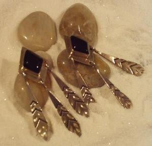 Black Diamond Shape Onyx Earrings | DebSoChic