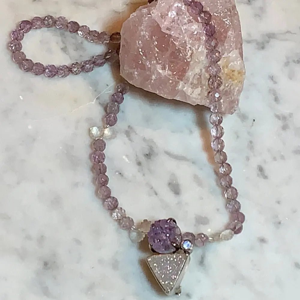 Druzy Amethyst Round Necklace | DebSoChic