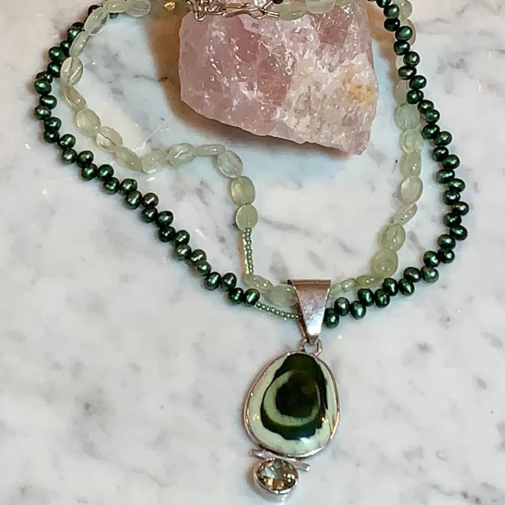 Green Agate Drop Necklace | DebSoChic