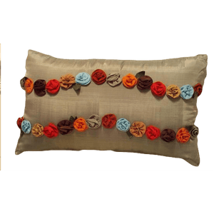 Joy Oy Decorative Pillow (20x12) with Rosettes | DebSoChic