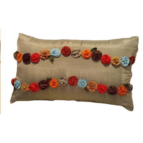 Joy Oy Decorative Pillow (20x12) with Rosettes | DebSoChic