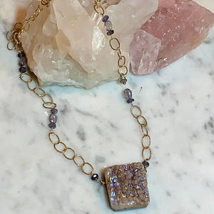 Lavender Square druzy on Chain Necklace | DebSoChic